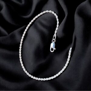 Italian Sterling Silver Twisted Rope Chain Bracelet